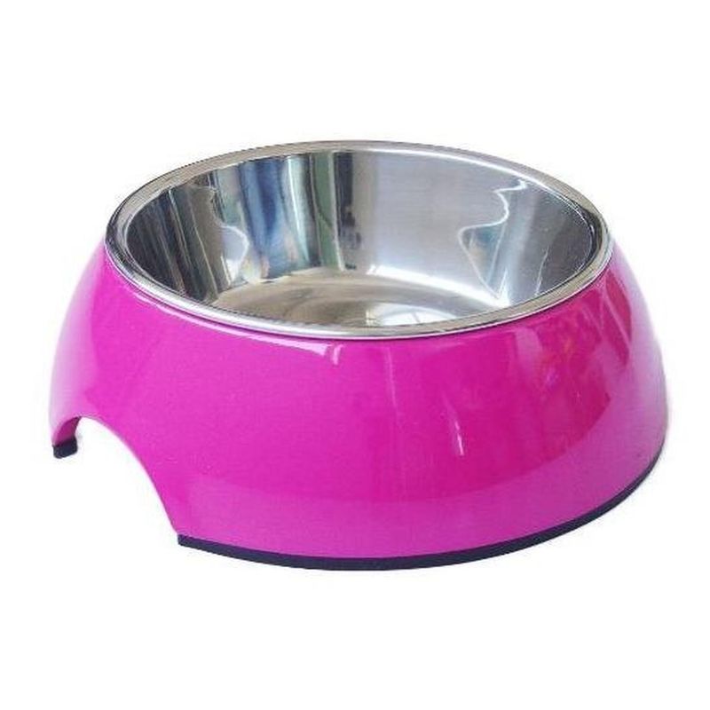 MASCAN - Plato Melamina Sólido Redondo Fucsia Talla Xl Perro