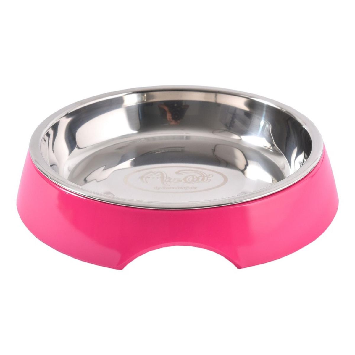 MASCAN - Plato Melamina Sólido Redondo Fucsia Talla M Perro