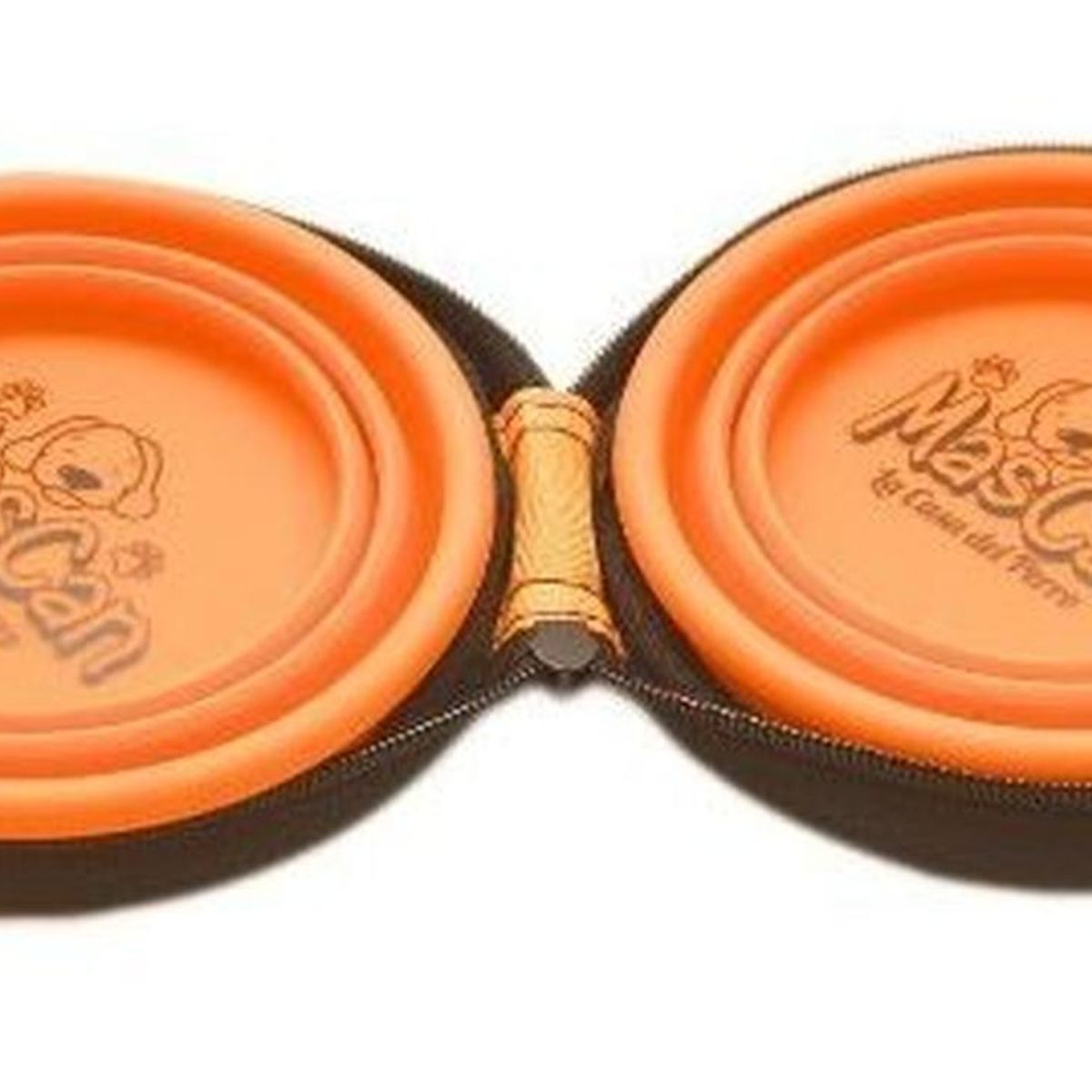 MASCAN - Plato Plegable Silicona Doble Naranjo Talla M Perro