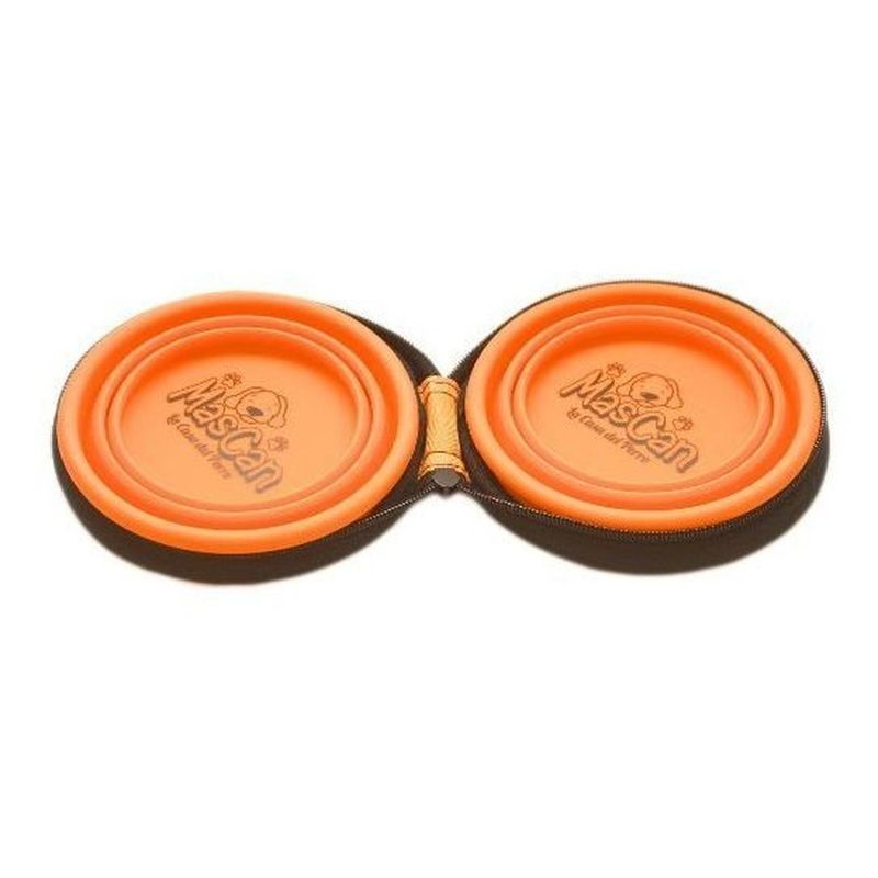 MASCAN - Plato Plegable Silicona Doble Naranjo Talla M Perro