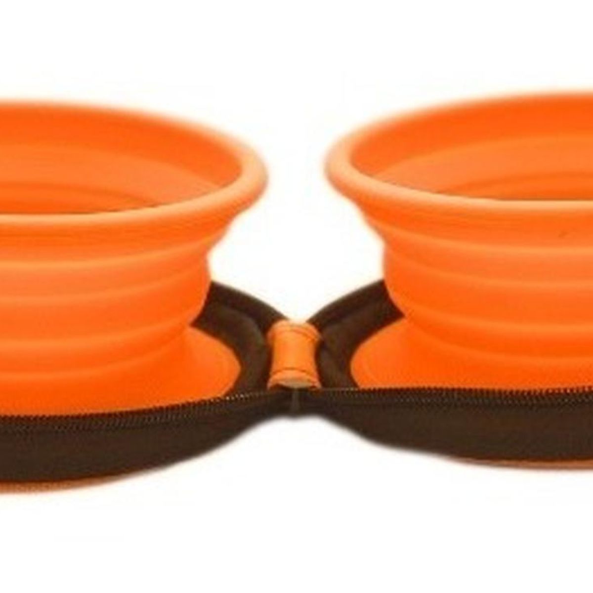 MASCAN - Plato Plegable Silicona Doble Naranjo Talla M Perro