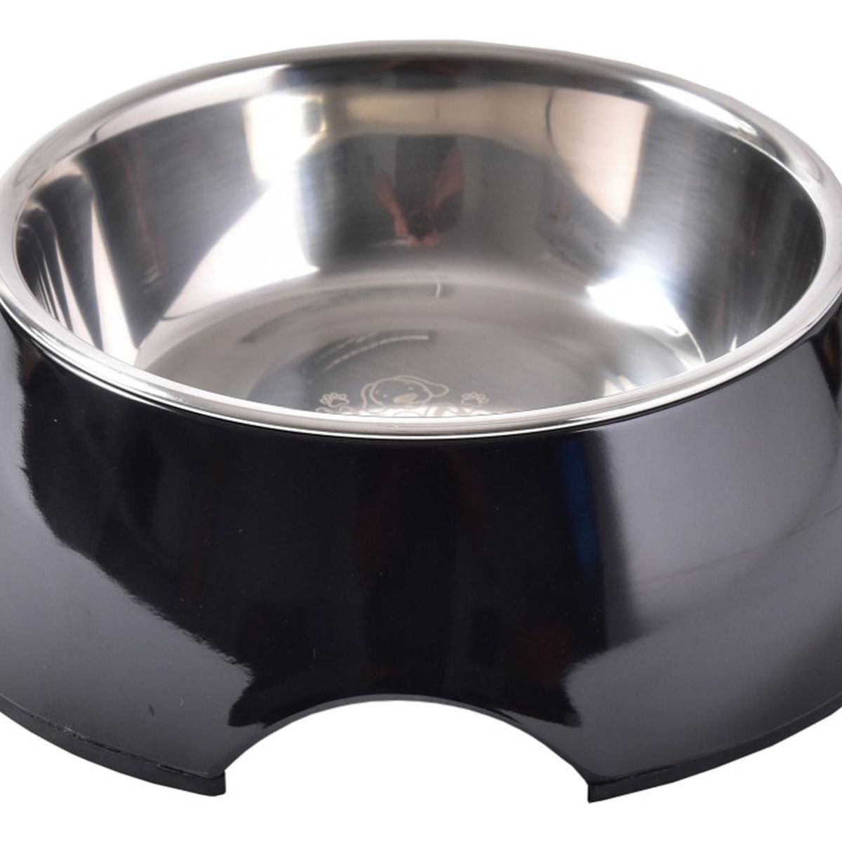 MASCAN - Plato Melamina Sólido Redondo Negro Talla Xl Perro