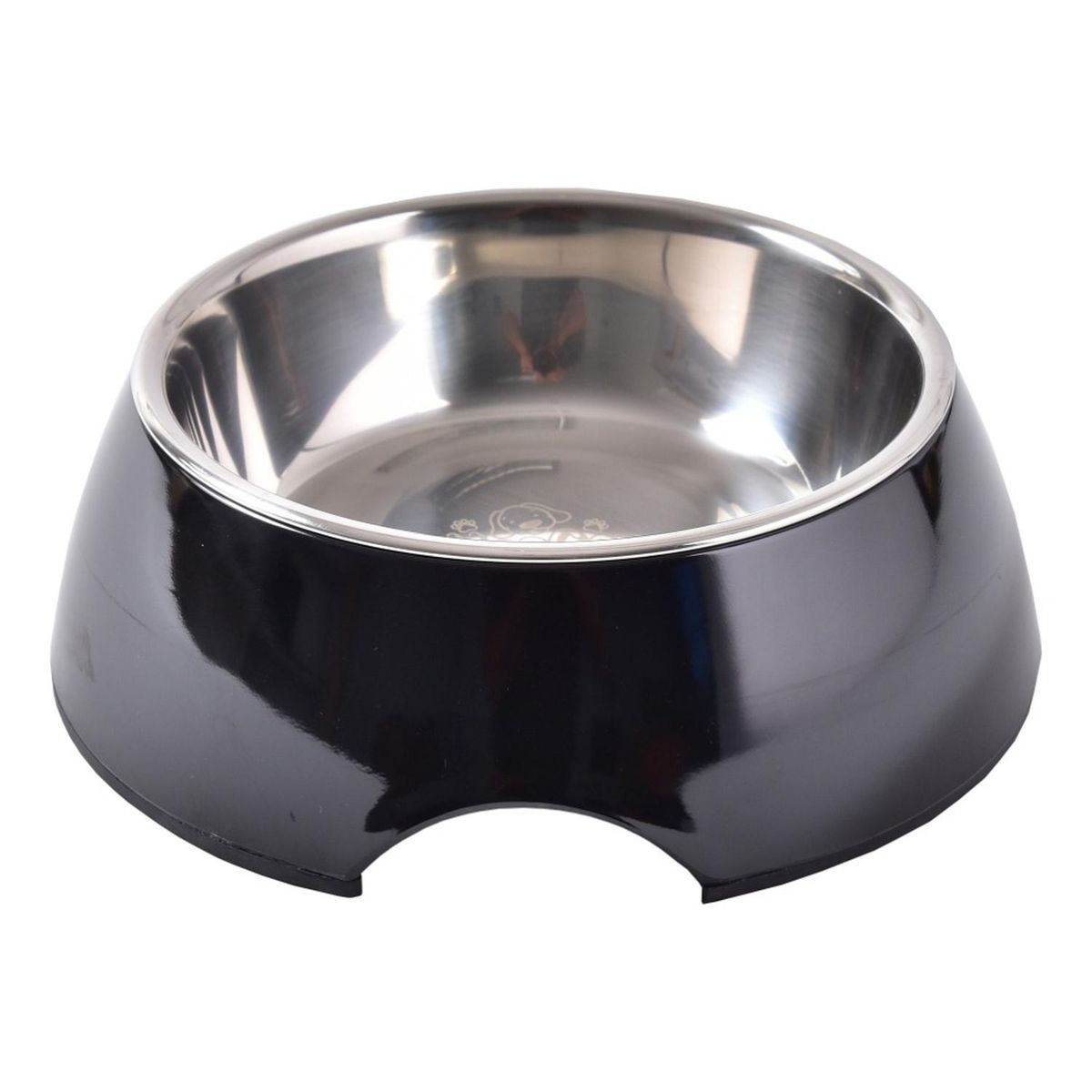 MASCAN - Plato Melamina Sólido Redondo Negro Talla Xl Perro