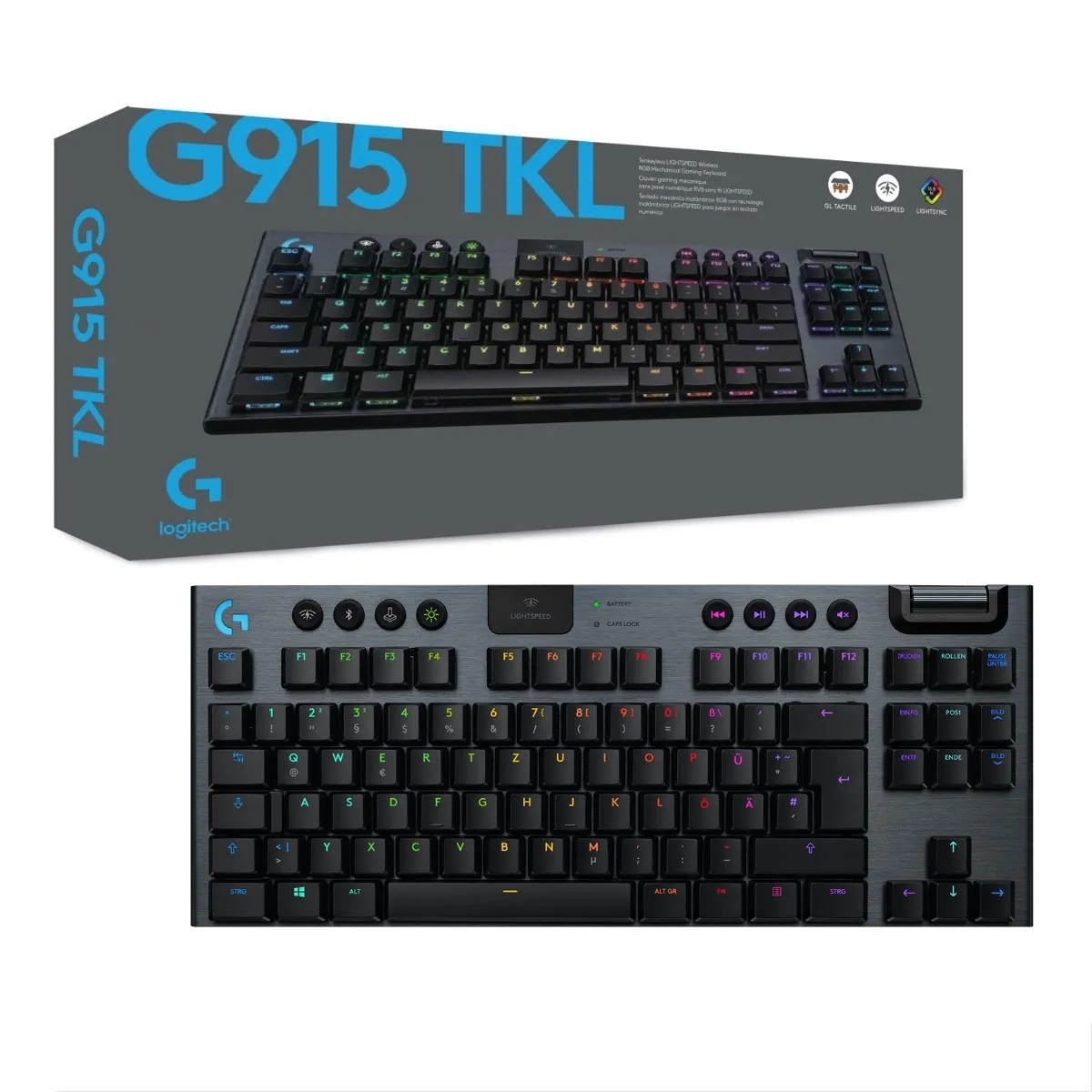 LOGITECH - Teclado Gamer Logitech G915 Tkl Carbon Us Tkl