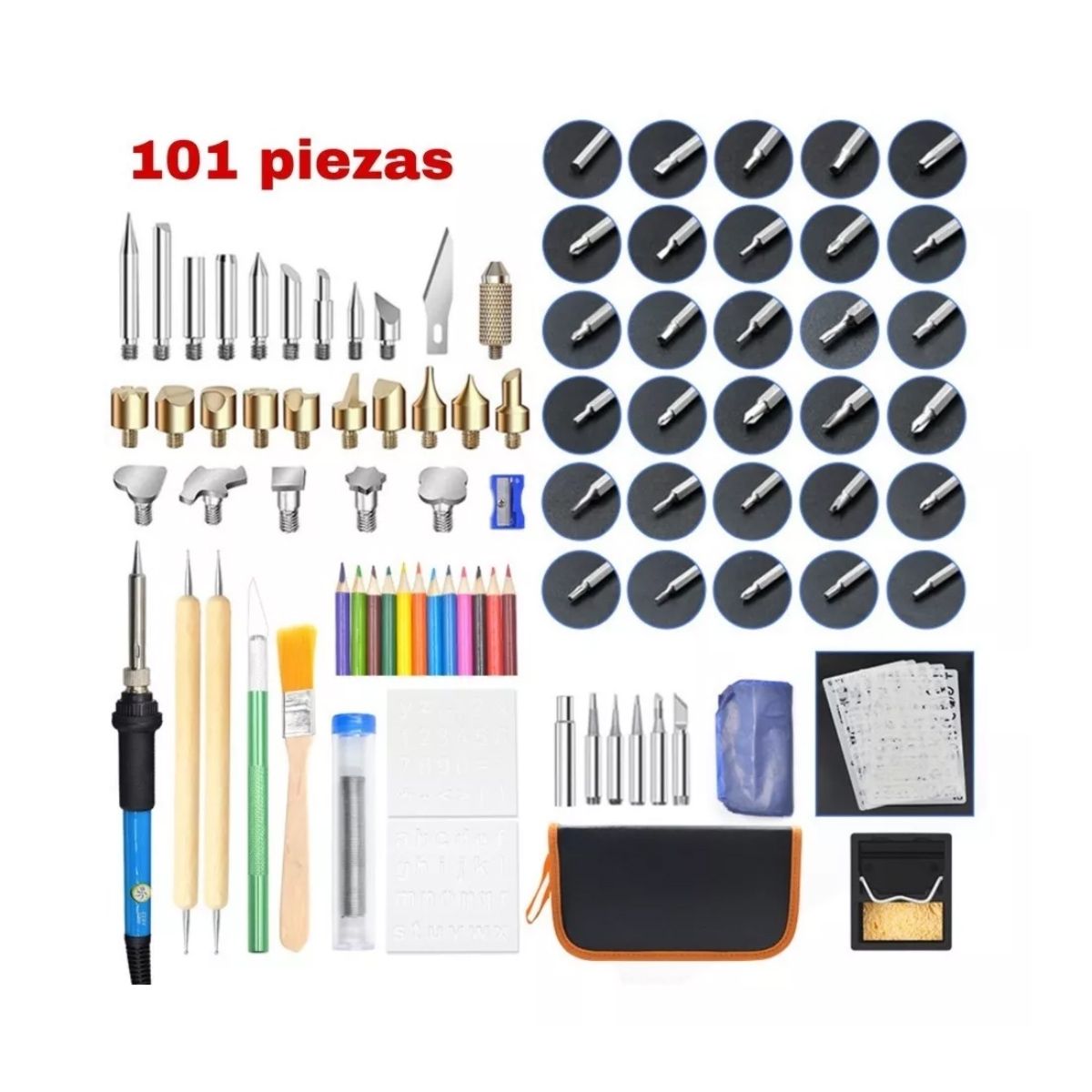 MUNDO MAGIA - Pirograbador Madera Cautín Soldador Punto Lápiz 60w 101 Pcs