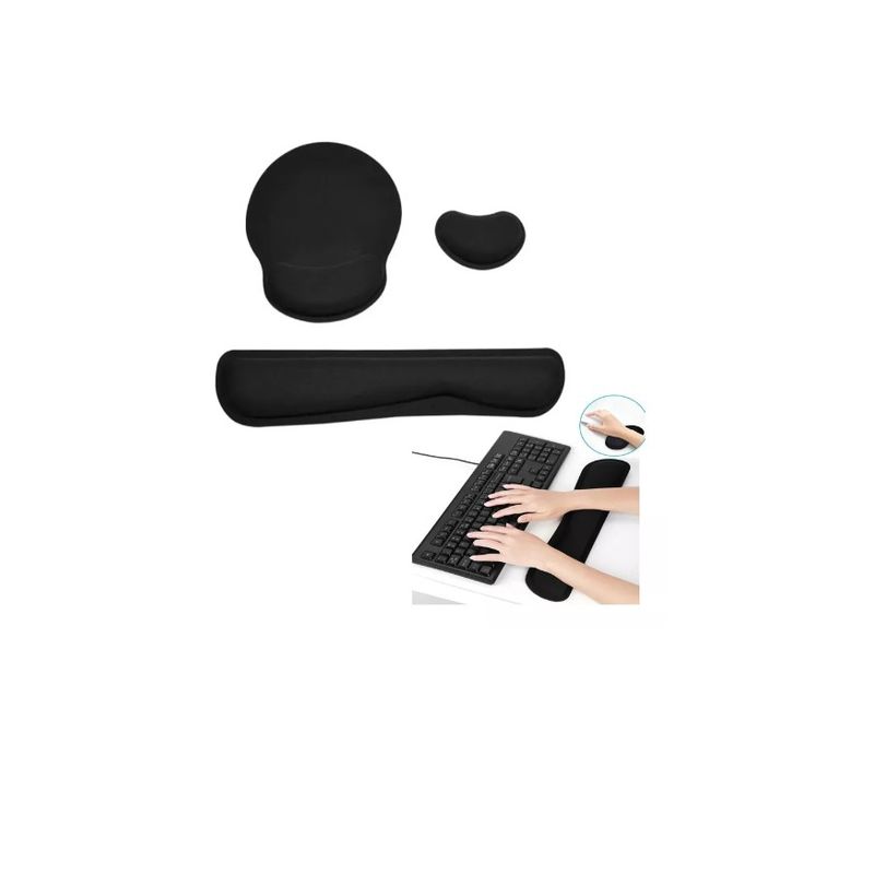 GENERICO - Teclado Muñeca Reposamuñecas Mouse Alfombrilla Color Negro
