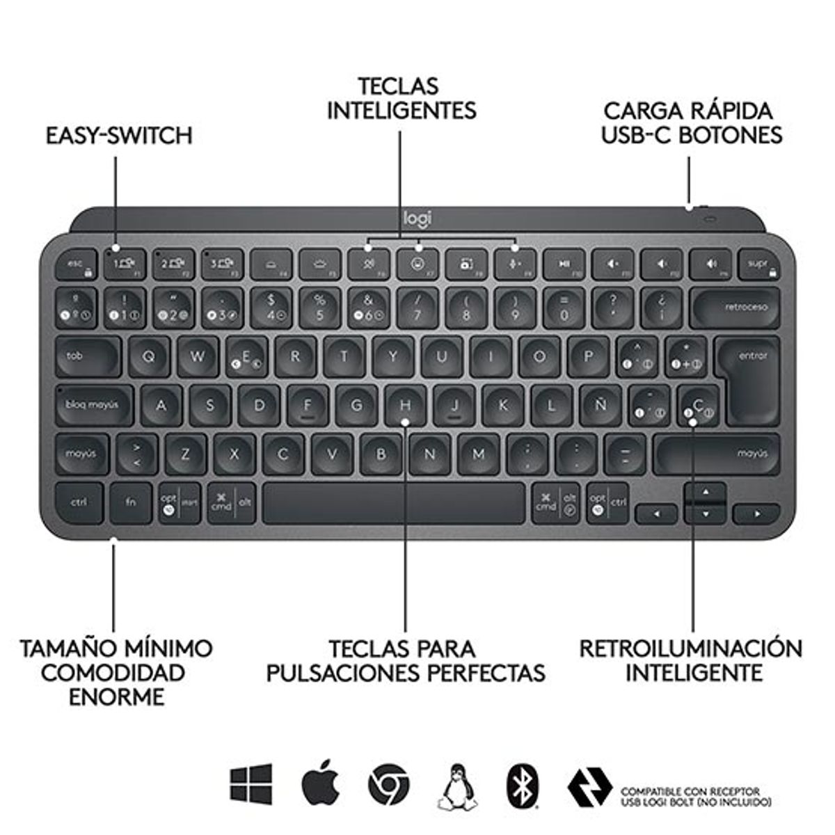 LOGITECH - Teclado Bluetooth Logitech Master Series Mx Keys Español