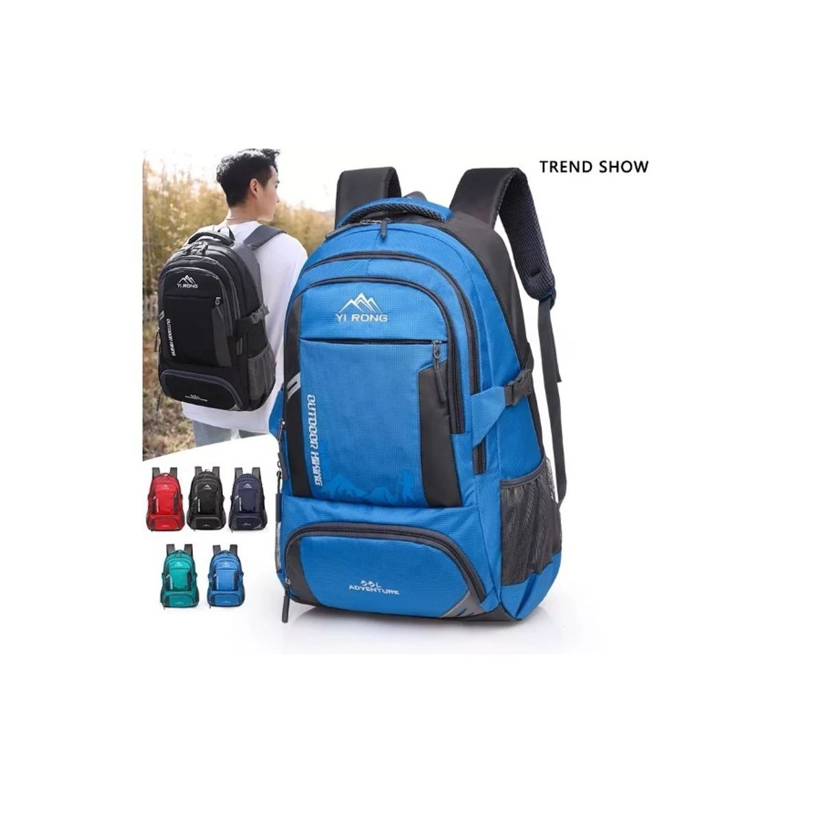 GENERICO - Mochila Gran Capacidad Impermeable Militar Camping Azul