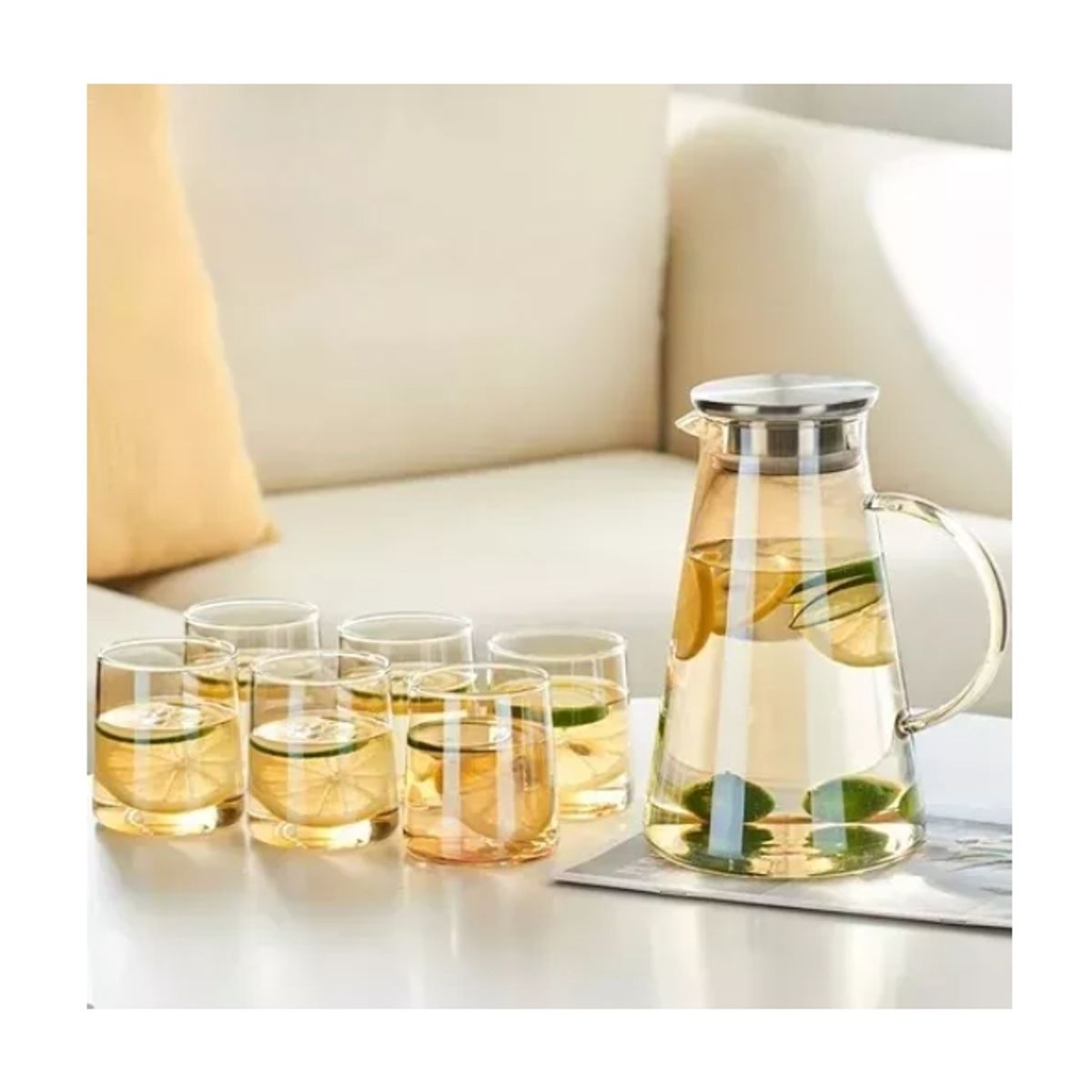 GENERICO - Pack De Jarra Con Tapa + 6 Vasos