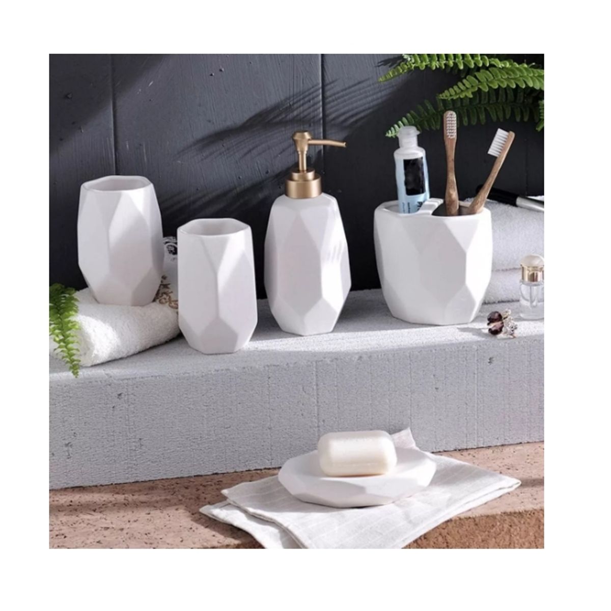GENERICO - Set Para Baño De 5 Piezas Ceramica