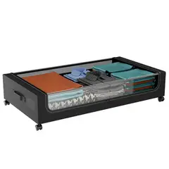 HALMAN - Organizador Bajo Cama Negro con Ruedas, 2 unid