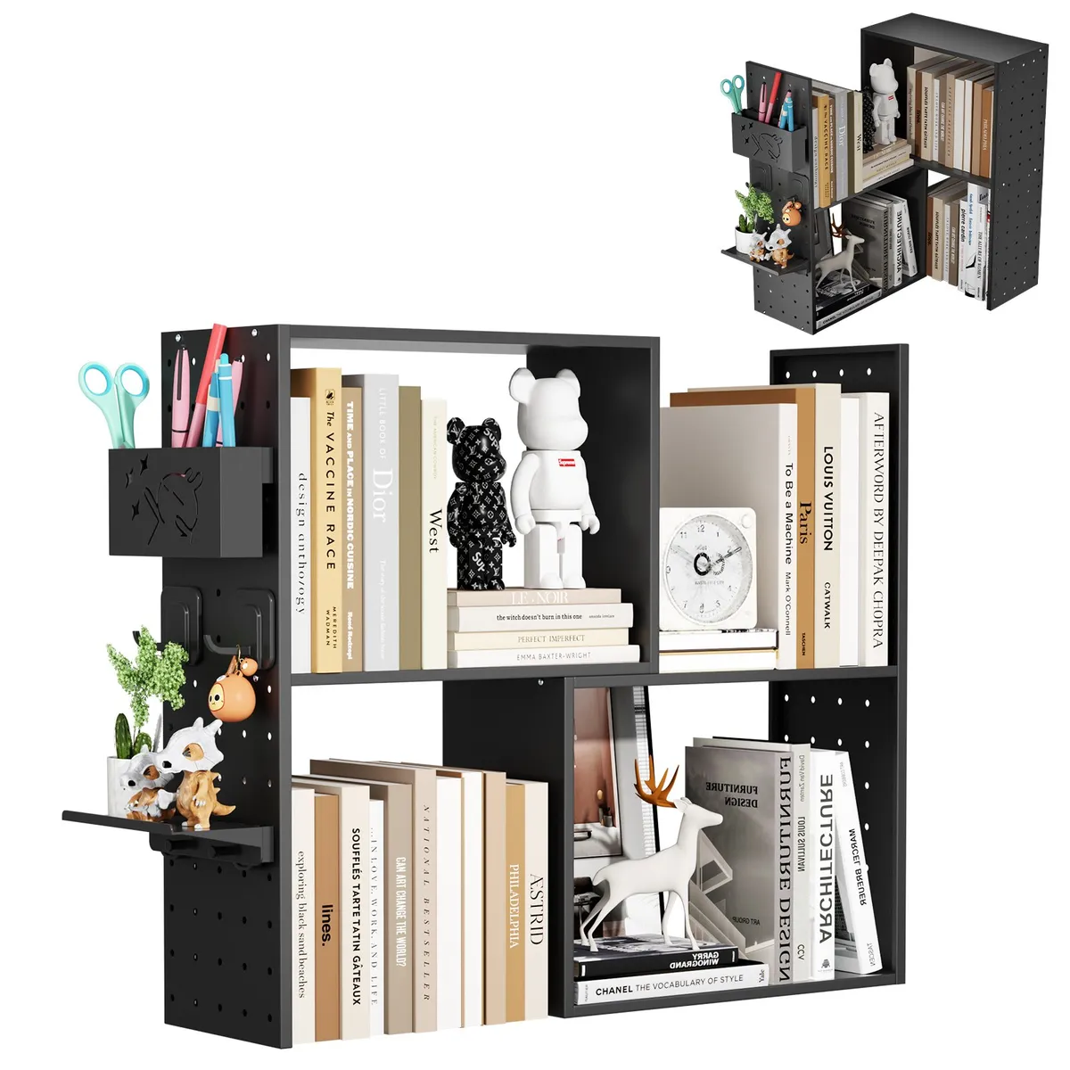 HALMAN - Negro Organizador De Escritorio Multifuncional Estanteria Repisa