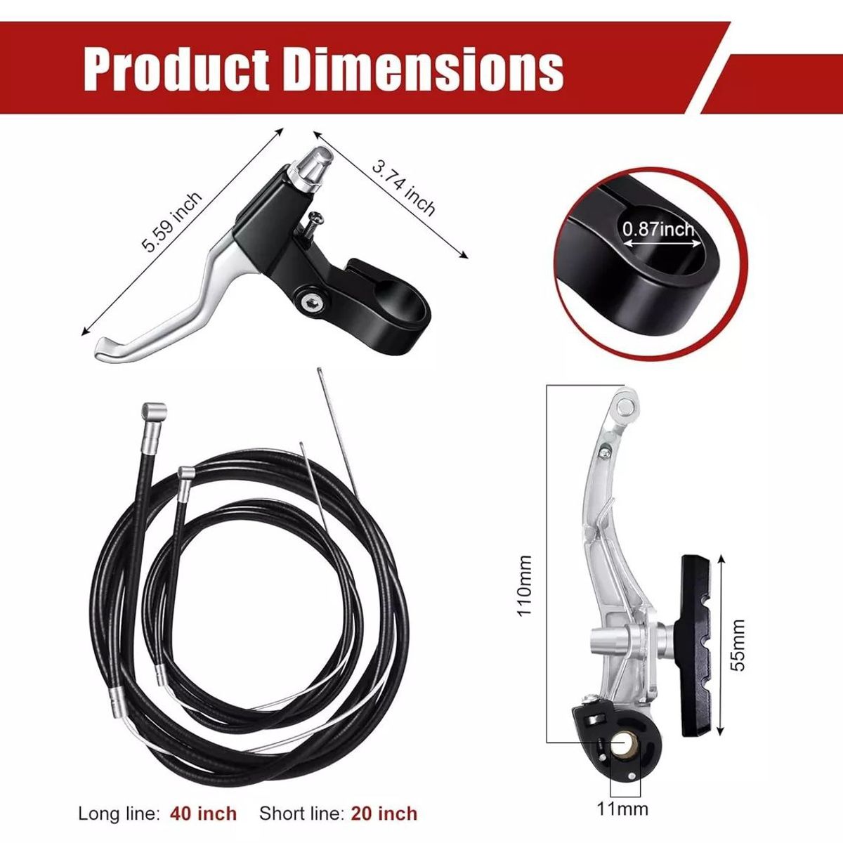 KUANGYE - Kit De Aluminio Frenos V-brake De Montaña Bicicleta
