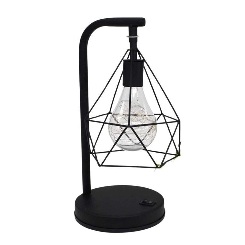 GENERICO - Lampara De Mesa Metal Diseño Diamante Decoración Hogar a Pilas