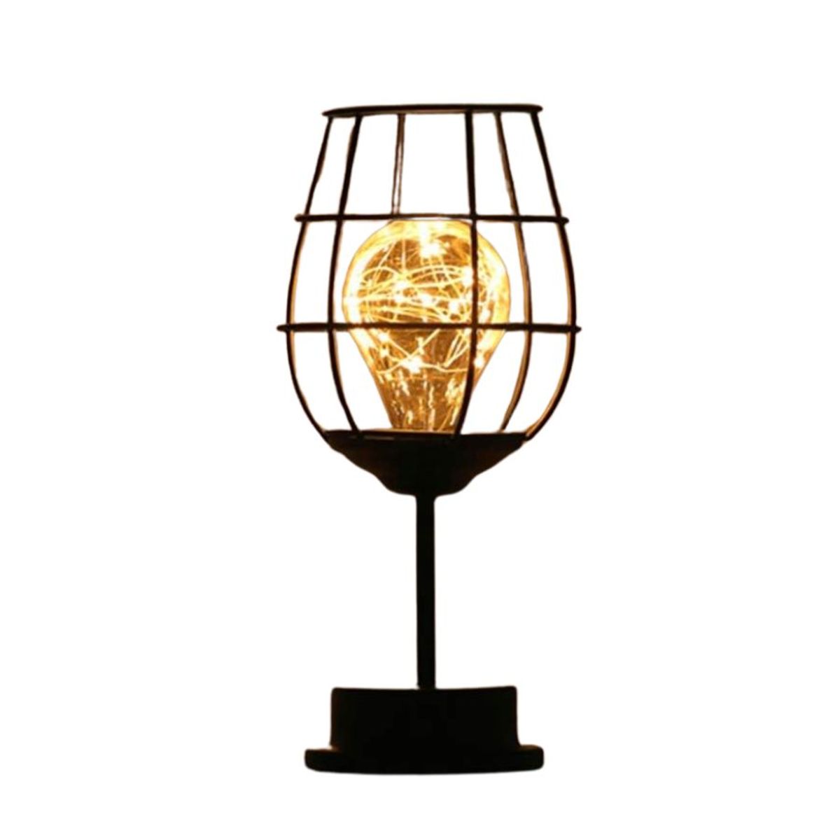 GENERICO - Lampara De Mesa Metal Diseño Copa Decoración Hogar a Pilas