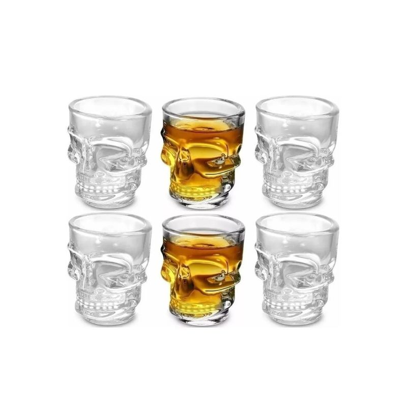 GENERICO - Set 6 Vaso De Calavera 75 Ml , Vidrio Corto Shot Pck