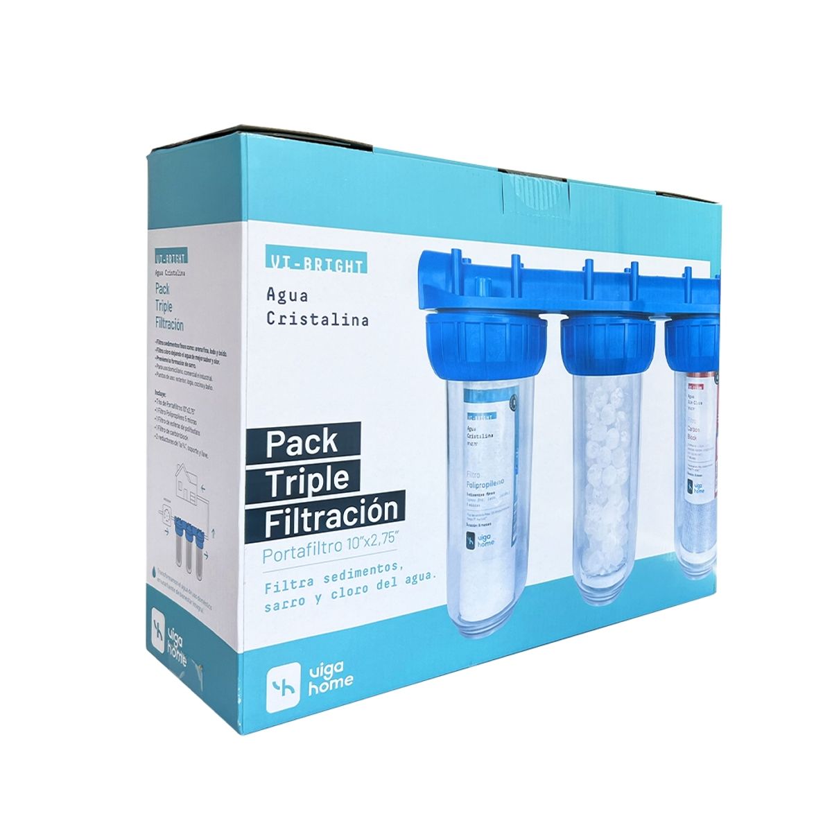 VIGAHOME - Pack Triple Filtración Polipropileno + Carbon Block + Esfera
