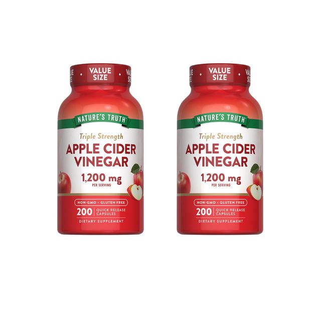 NATURE'S TRUTH - Pack x 2 Vinagre de Manzana 1200mg 200 Capsulas NATURE'S TRUTH