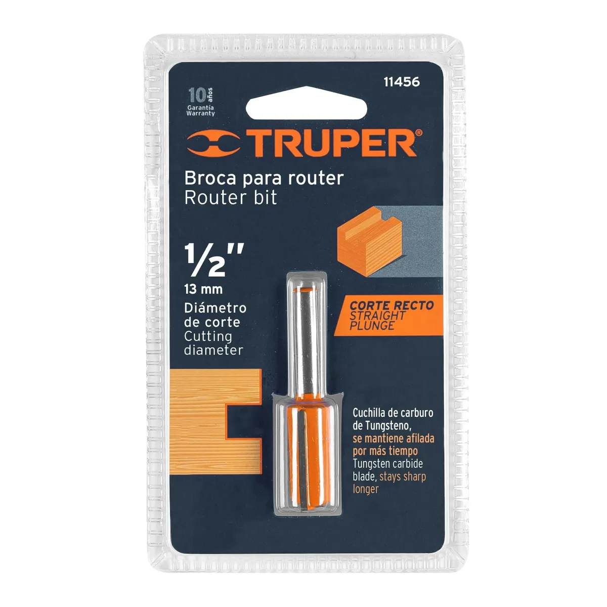TRUPER - Fresa Para Router, Recta 2 Filos, 1/2