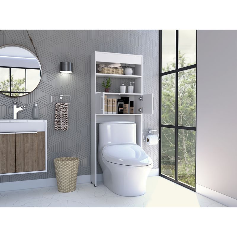 FMFURNITURE - Optimizador De Baño Con 2 Puertas - Blanco 160x62.4x20.3 cm