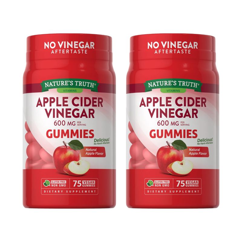NATURE'S TRUTH - Pack 2 x Gomitas de Vinagre de Manzana 600 Mg - 75 Gomitas Veganas