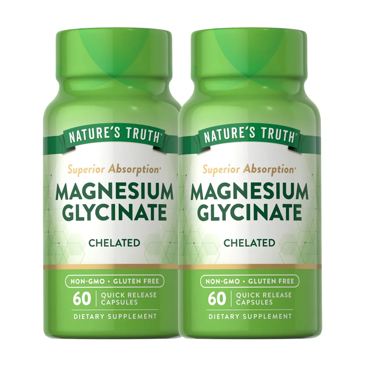 NATURE'S TRUTH - Pack x 2 Magnesio Glicinato 200mg 60 Capsulas NATURE'S TRUTH