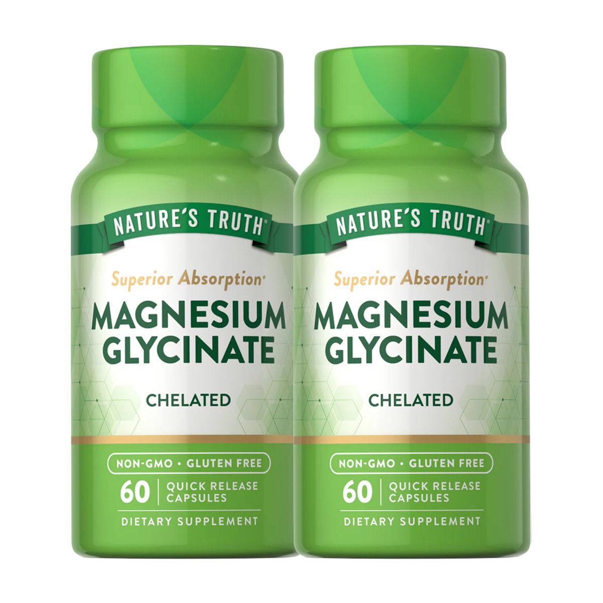 NATURE'S TRUTH - Pack x 2 Magnesio Glicinato 200mg 60 Capsulas NATURE'S TRUTH