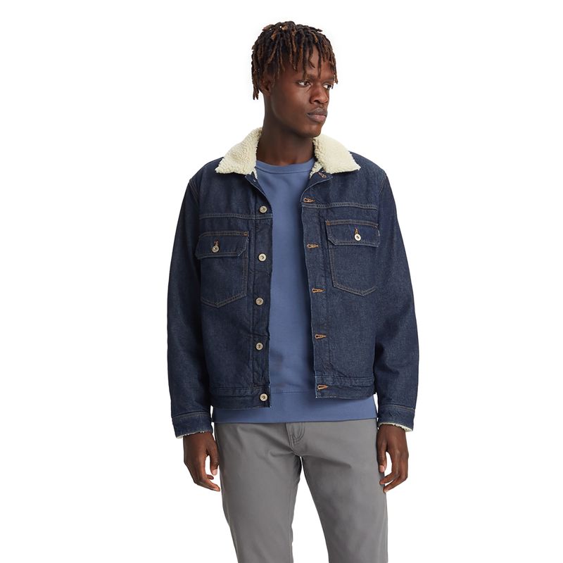 DOCKERS - Chaqueta Hombre Sherpa Trucker Regular Fit Azul Dockers
