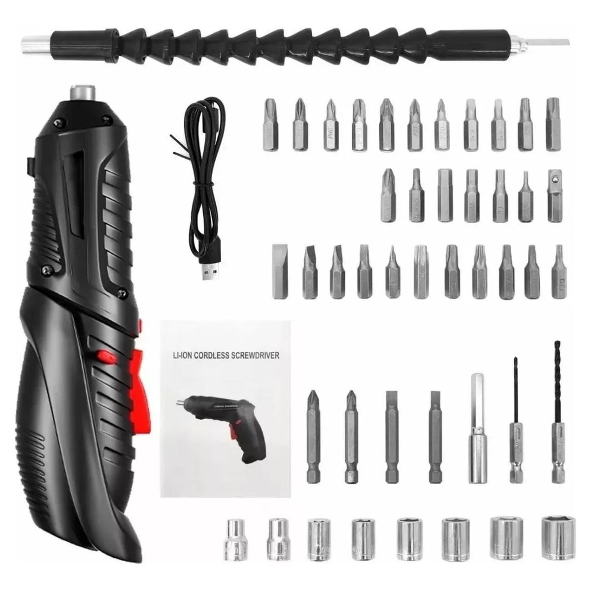 IMPORTCLICK - Maleta Taladro Destornillador Inalámbrico 3.6 V 45 Accesorios Frecuencia 50 Hz x 60 Hz IMPORTCLICK