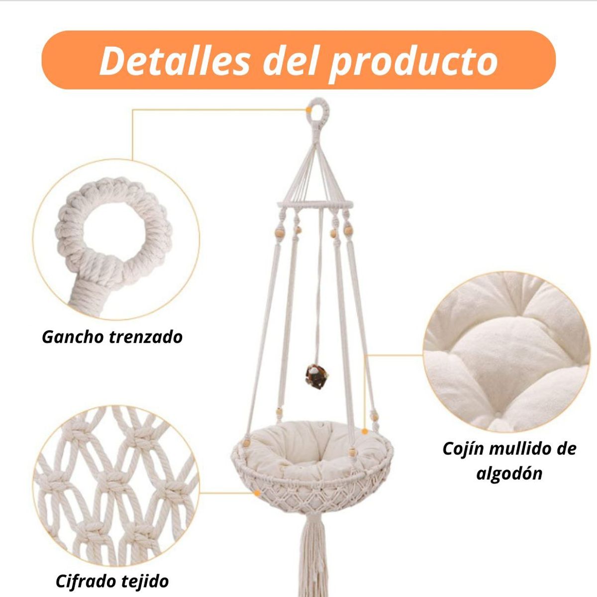 CRUSEC - Hamaca Para Mascotas Gatos Cuna Colgante Con Cojín