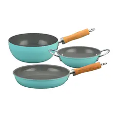 DORAL - Set De 3 Sartenes Antiadherentes Family Cook Turquesa