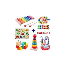 GENERICO - Pack Juguetes Didácticos De Madera Niños Estimulación