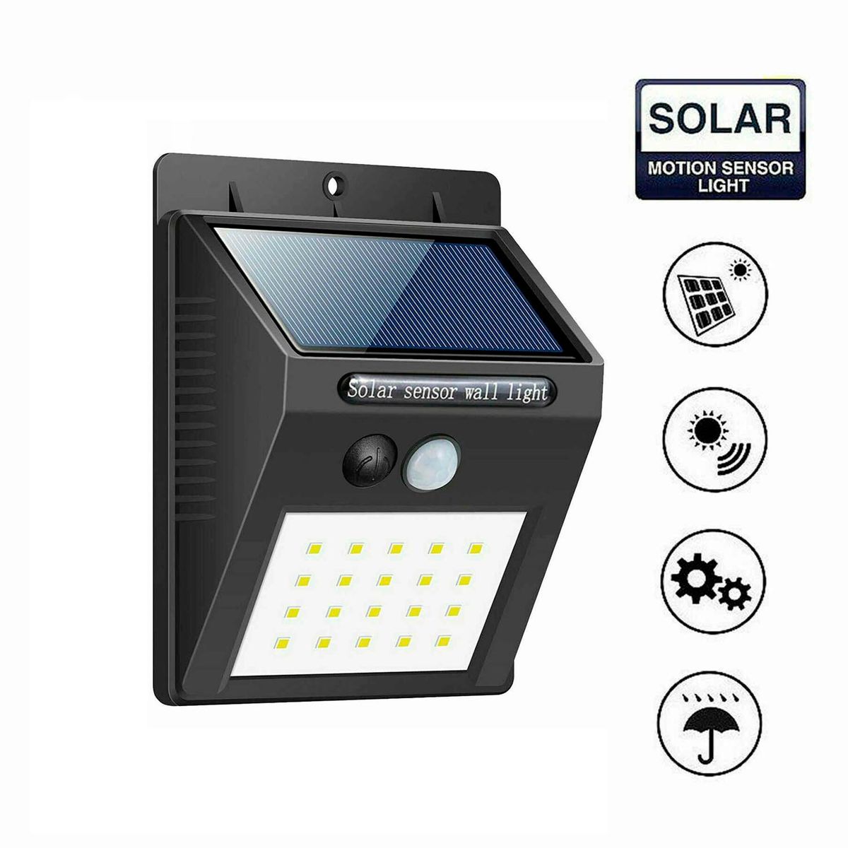 GENERICO - Pack 10 Apliques Solares 20 Led Con Sensor de Movimiento