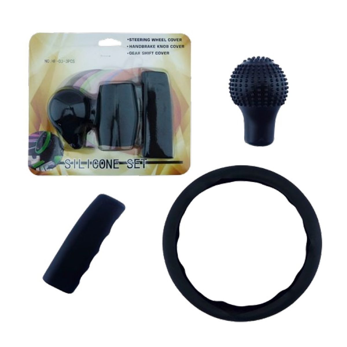 OEM - CUBRE VOLANTE SILICONA PARA AUTO SET X 3 PCS  CON AGARRE