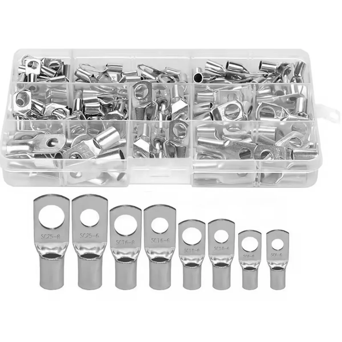 SOLIOT - Kit 100 Terminales Ojo Batería Cable Sc Con Caja