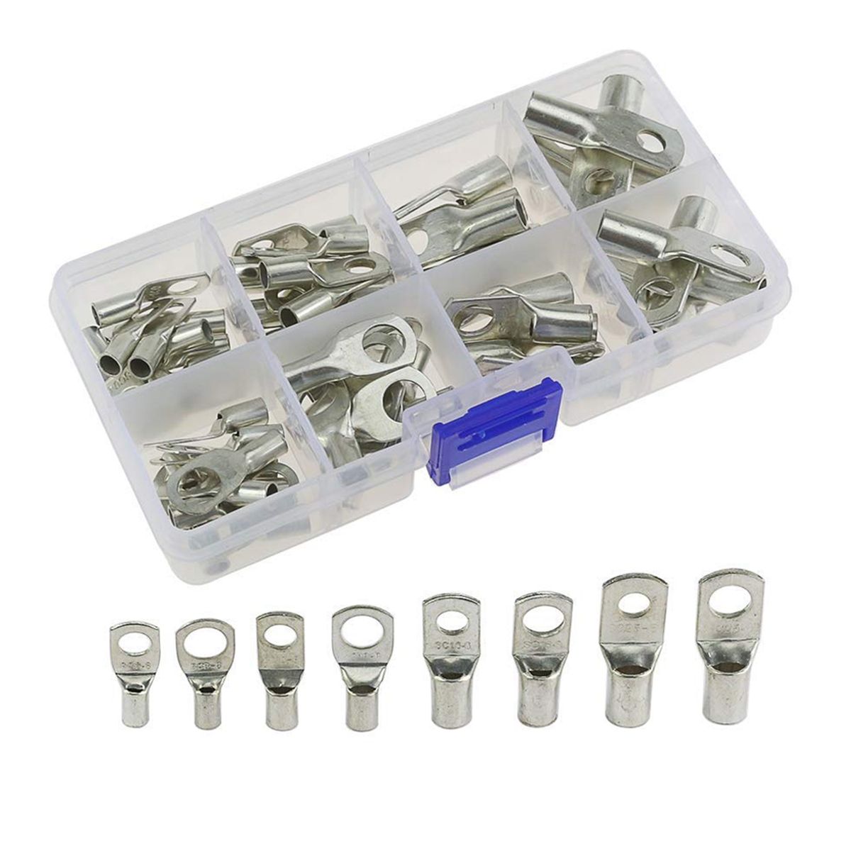 SOLIOT - Kit 60 Terminales Ojo Batería Cable Sc Con Caja