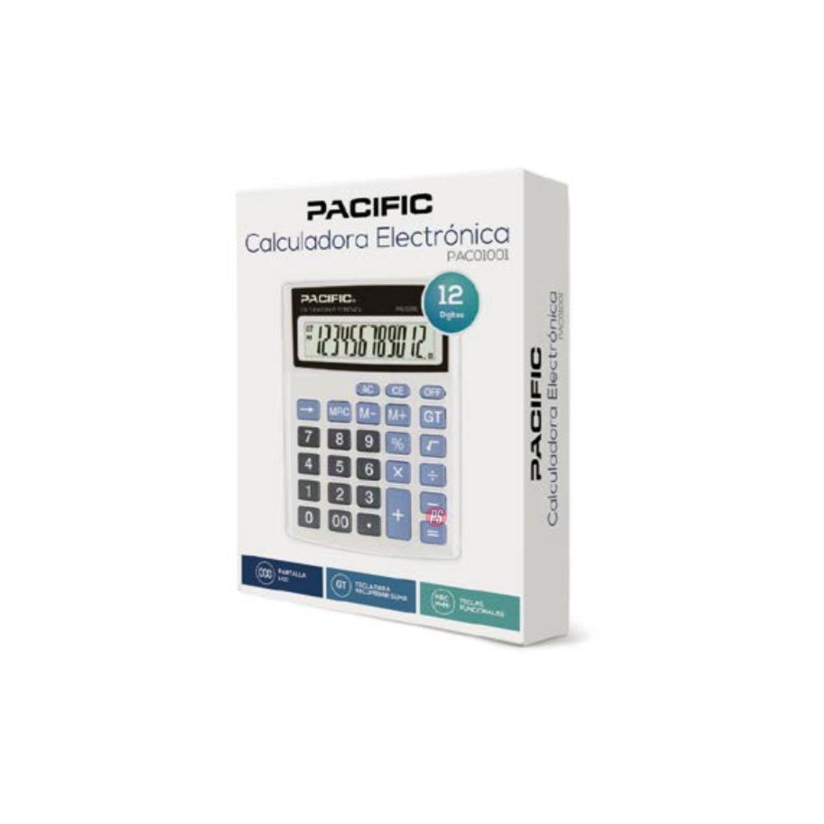 PACIFIC - Calculadora Electrónica 12 Dígitos Pantalla Lcd - SC