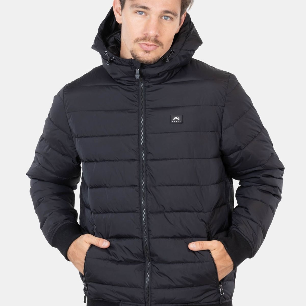 RUSTY - Parka Puffa Kekaha Negro Hombre Rusty