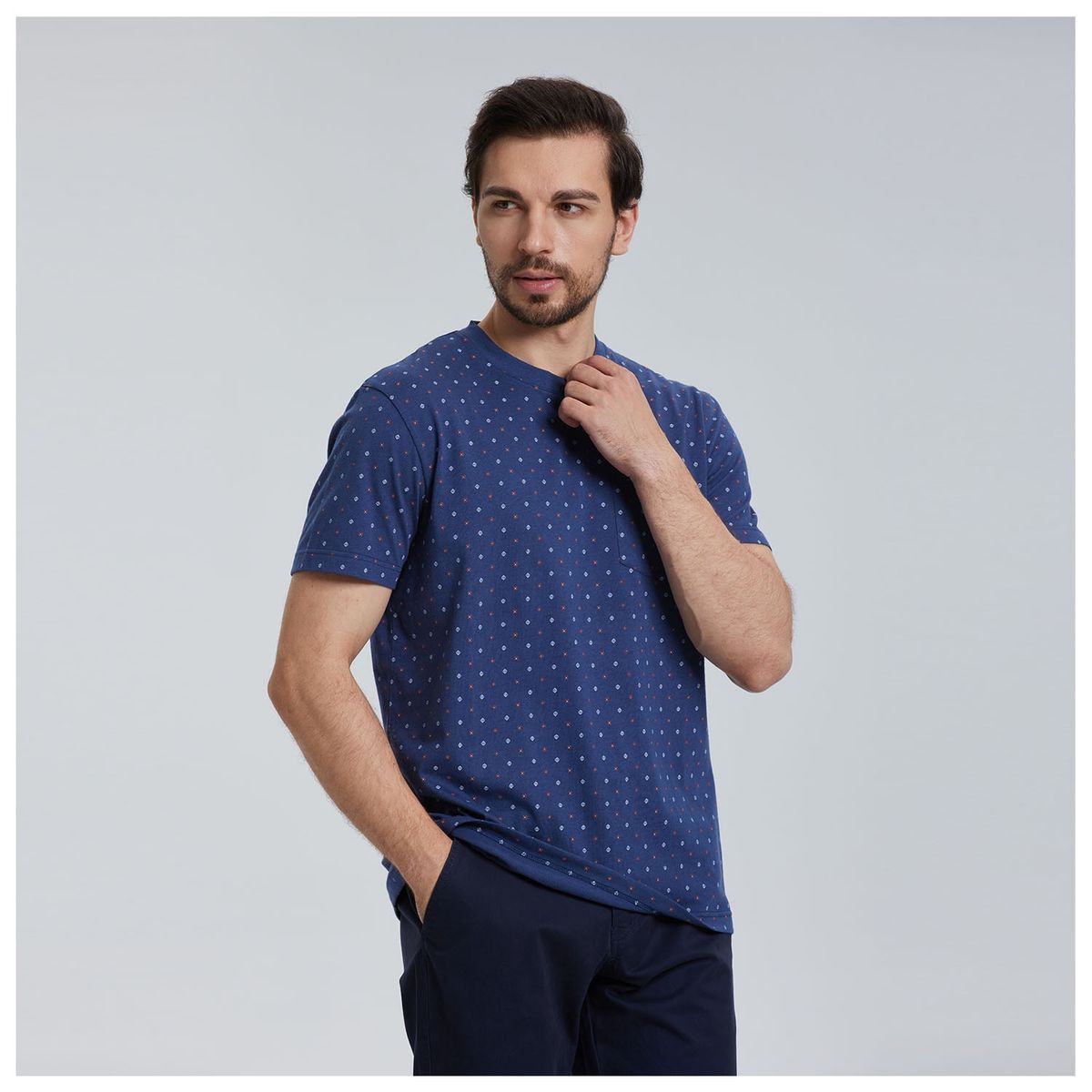 FASHION'S PARK - Polera Hombre Mini Print Azuli Fashion's Park