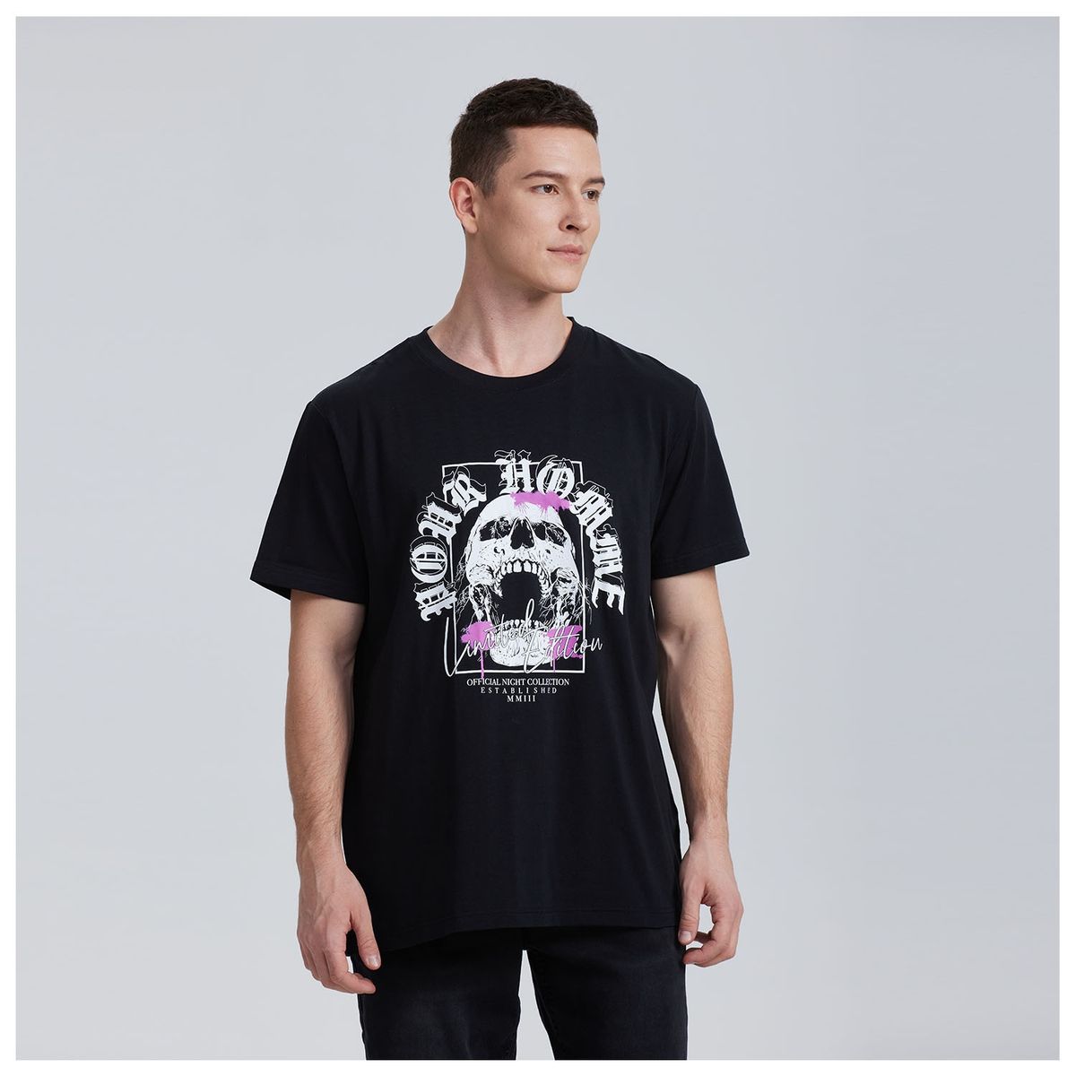FASHION'S PARK - Polera Hombre Print Night Negro Fashion's Park