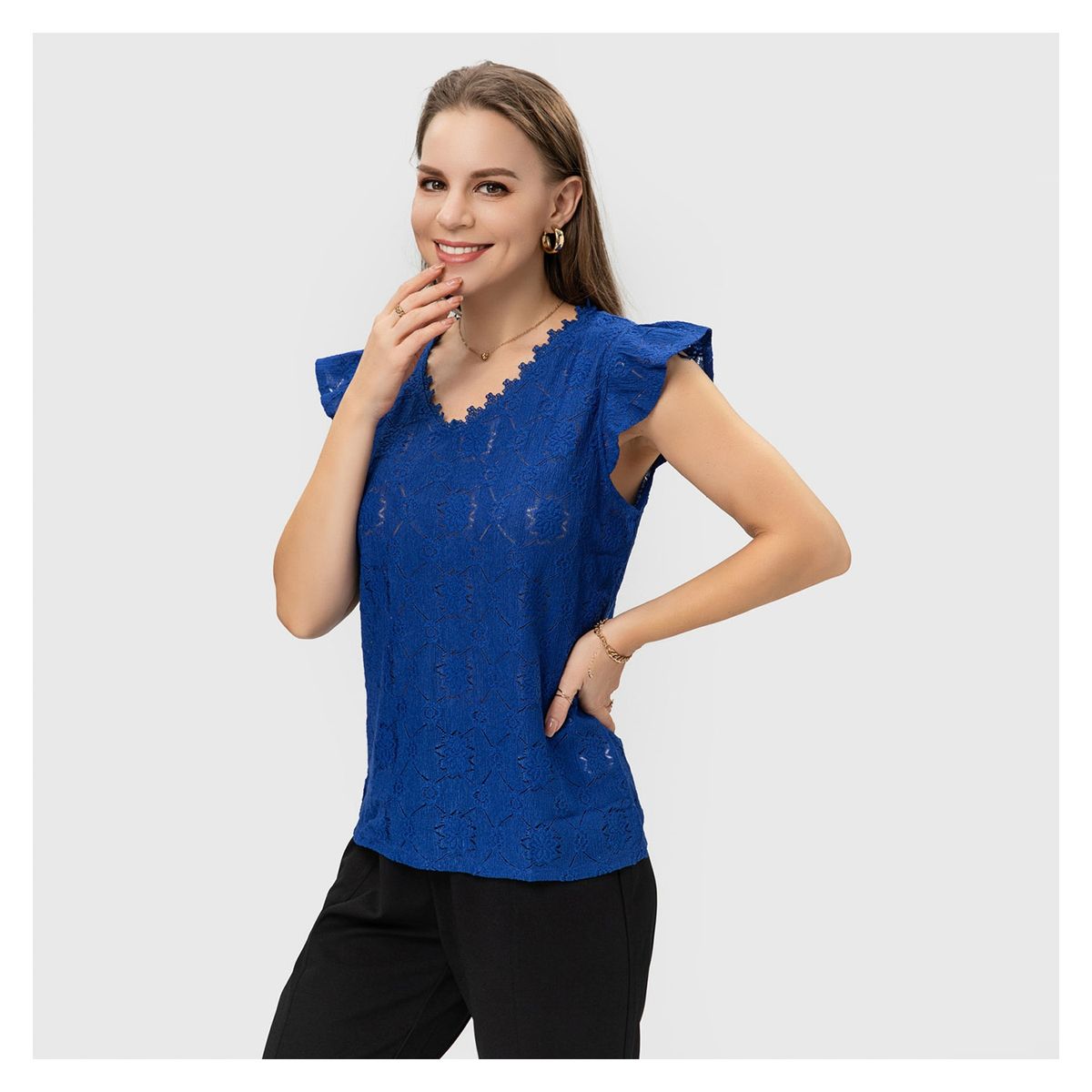 FASHION'S PARK - Polera Mujer Manga Flare Azul Fashion's Park