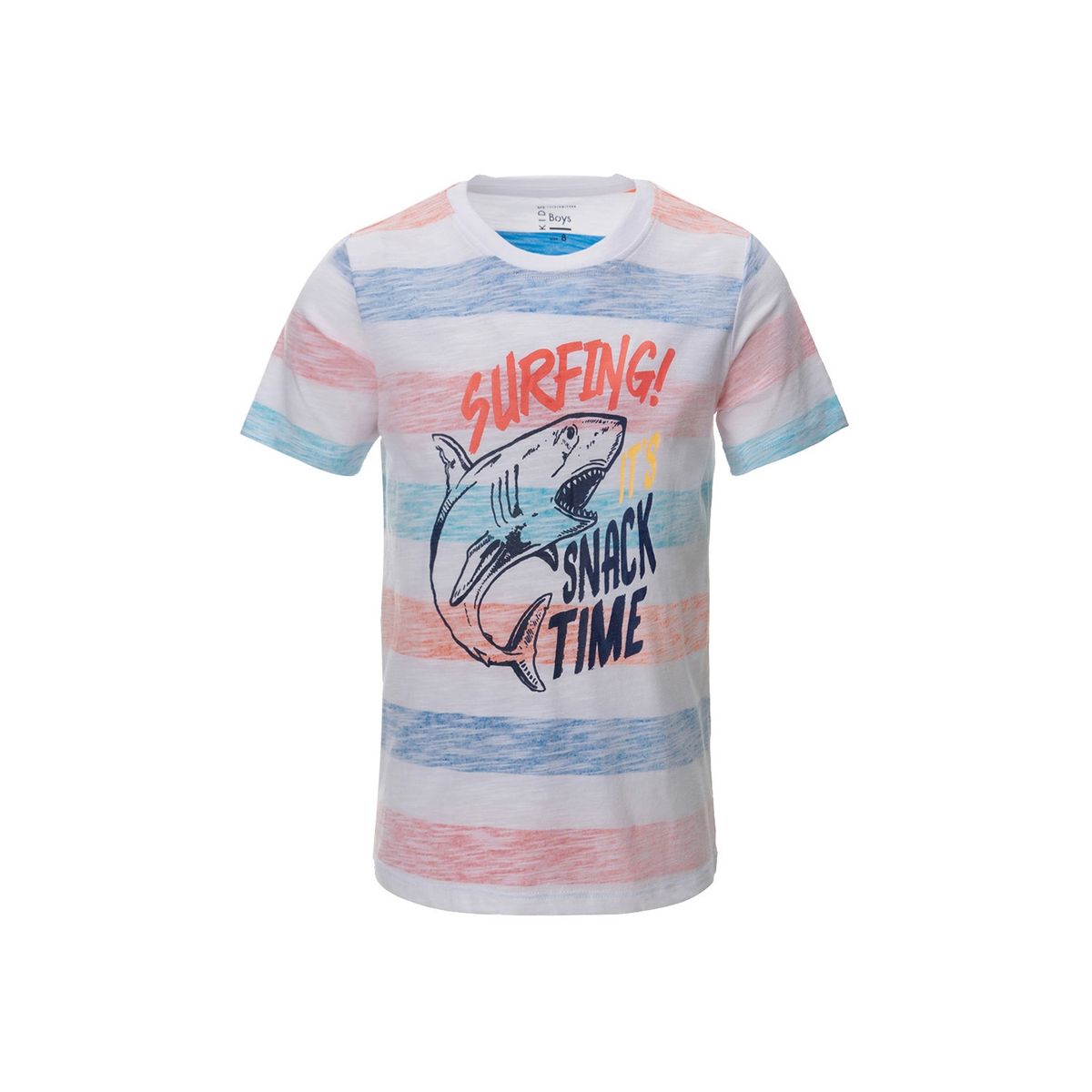 FASHION'S PARK - Polera Niño Rayada Con Print Naranjo Fashion's Park