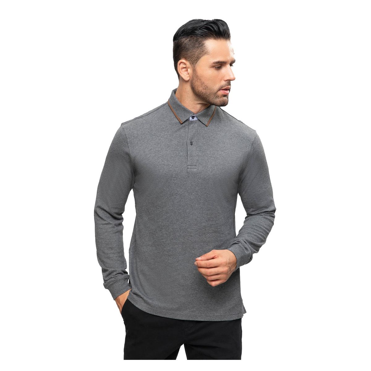 FASHION'S PARK - Polera Hombre Lisa Gris Melange Fashion's Park