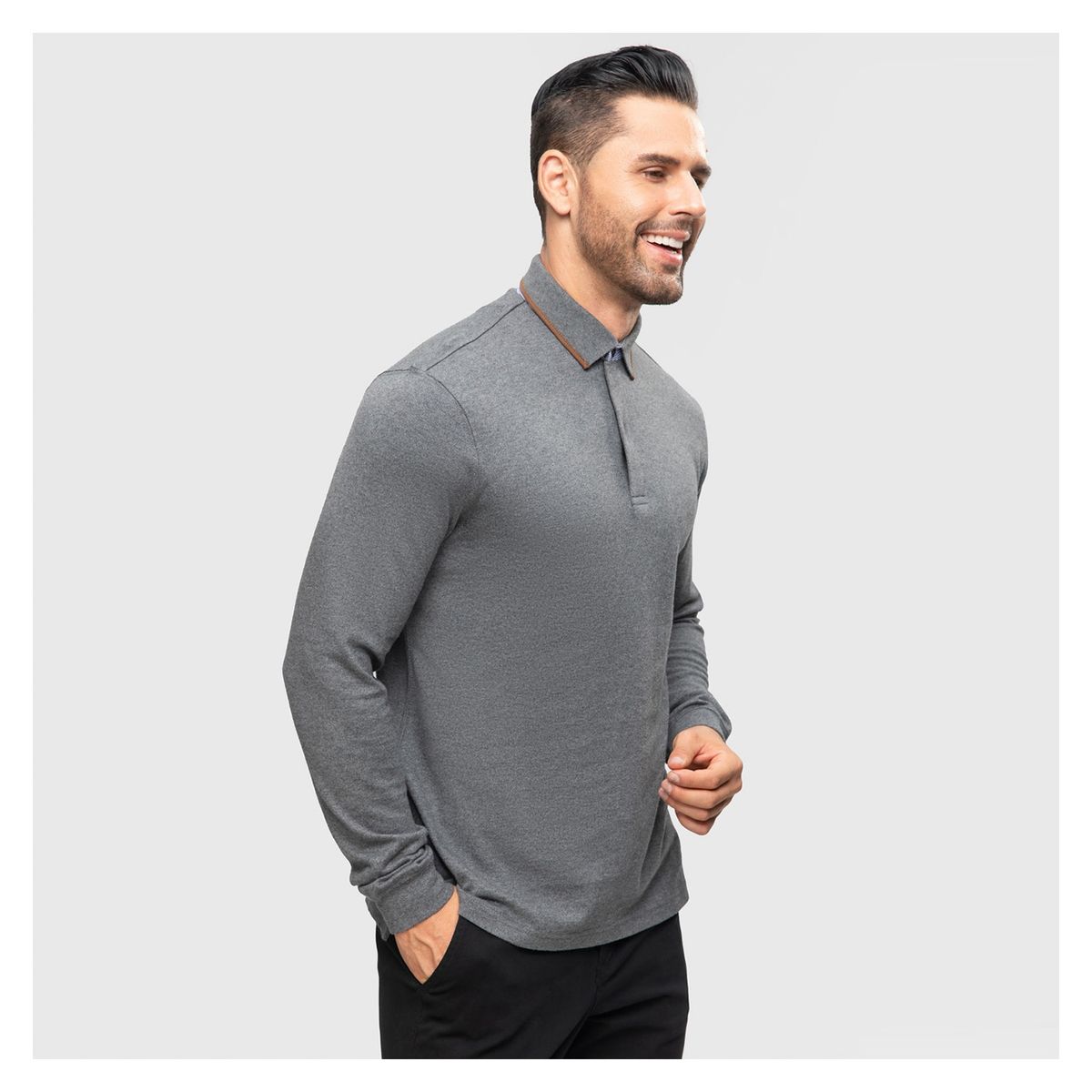 FASHION'S PARK - Polera Hombre Lisa Gris Melange Fashion's Park