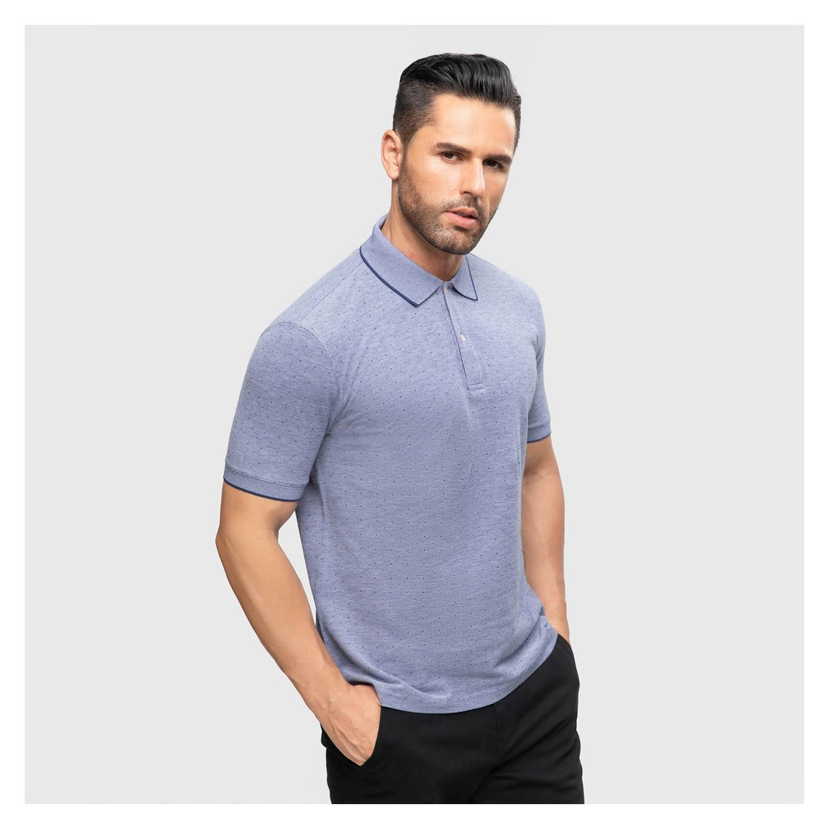 FASHION'S PARK - Polera Hombre Mini Print Azul Marino Fashion's Park