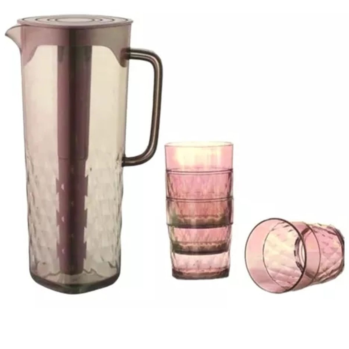 GENERICO - Set Jarra 2 Litros + 4 Vasos Jarra Agua Jugo Refrigerante