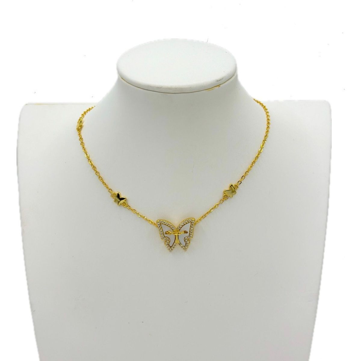 GENERICO - Collar Mariposa Nacar Plata S925 Mas Baño Oro Caja Regalo