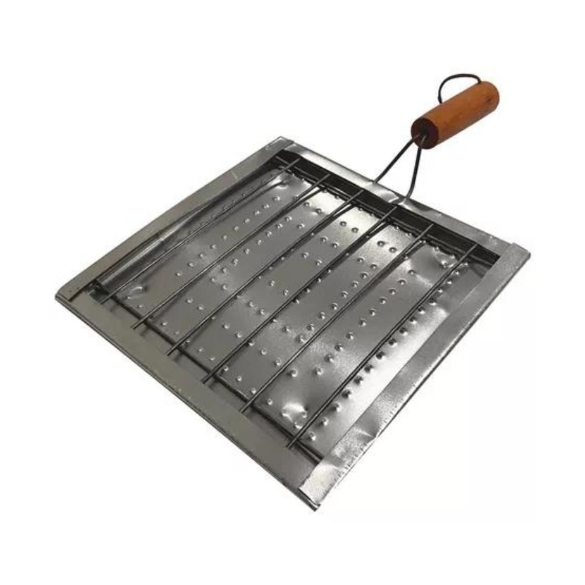 GENERICO - Tostador manual de cocina cuadrado de acero inoxidable con mango