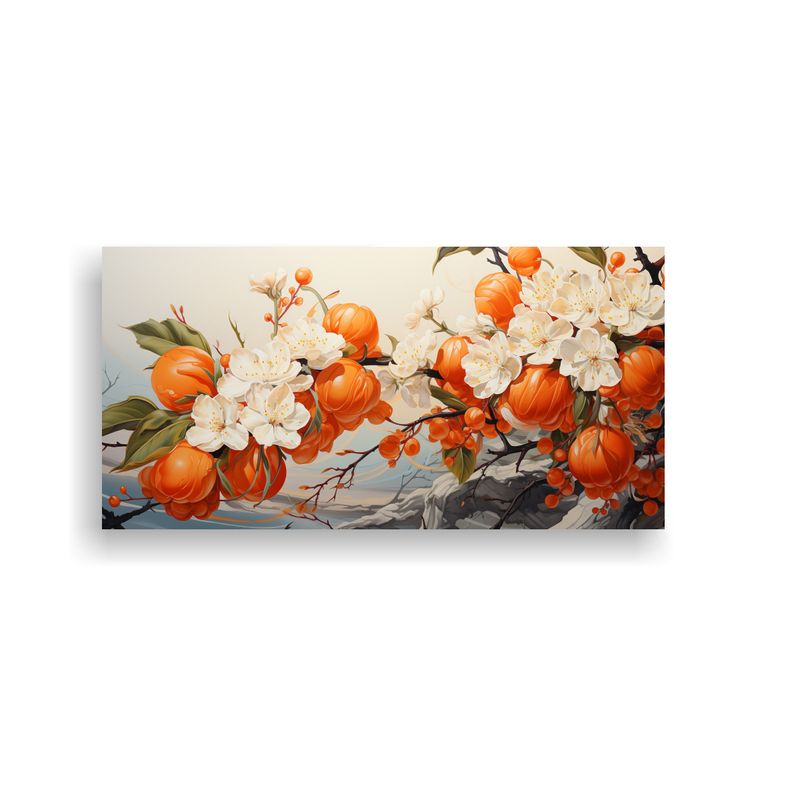 GENERICO - Pintura Decorativa De árboles Frutales En Tonos Rojos Y Nar 160x80cm