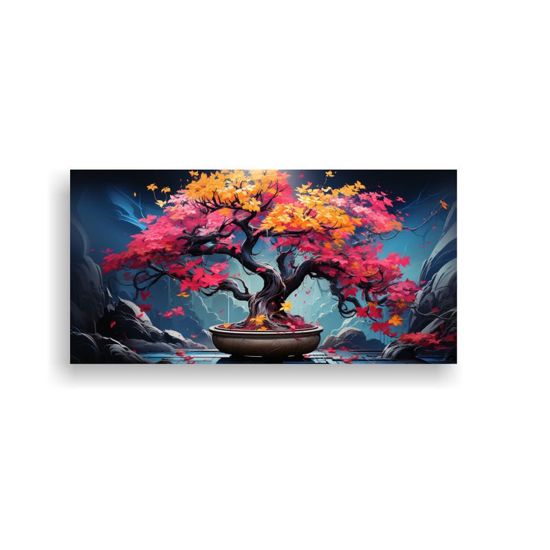 GENERICO - Pintura Decorativa Esquema Fucsia Bonsái En Colores Amarill 160x80cm